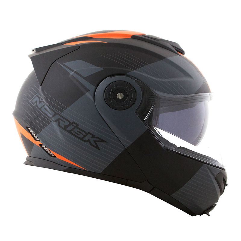 CAPACETE NORISK ROUTE FF345 STROKE PRETO FOSCO/LARANJA