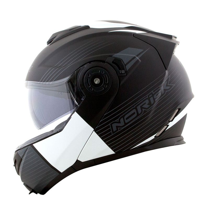 CAPACETE NORISK ROUTE FF345 STROKE PRETO FOSCO/BRANCO