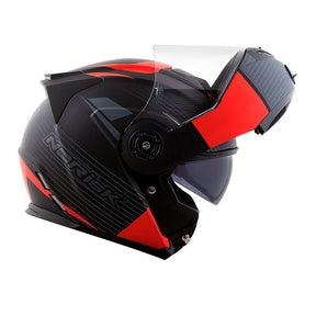 CAPACETE NORISK ROUTE FF345 STROKE PRETO FOSCO/VERMELHO