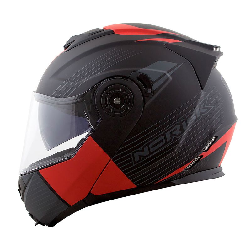 CAPACETE NORISK ROUTE FF345 STROKE PRETO FOSCO/VERMELHO