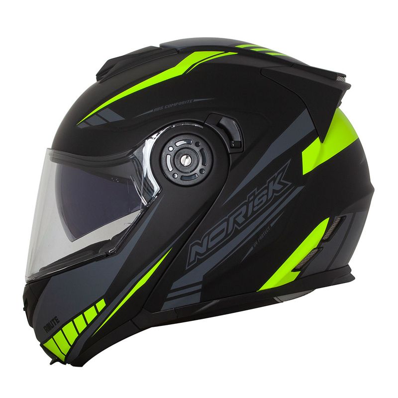 CAPACETE NORISK ROUTE FF345 MOTION PRETO FOSCO/AMARELO